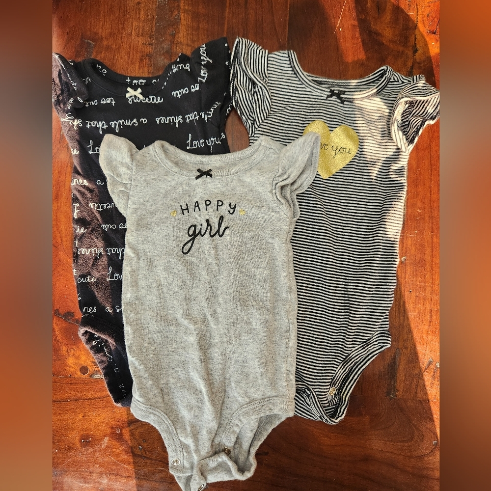 3 Carter's Flutter Sleeve Onesies